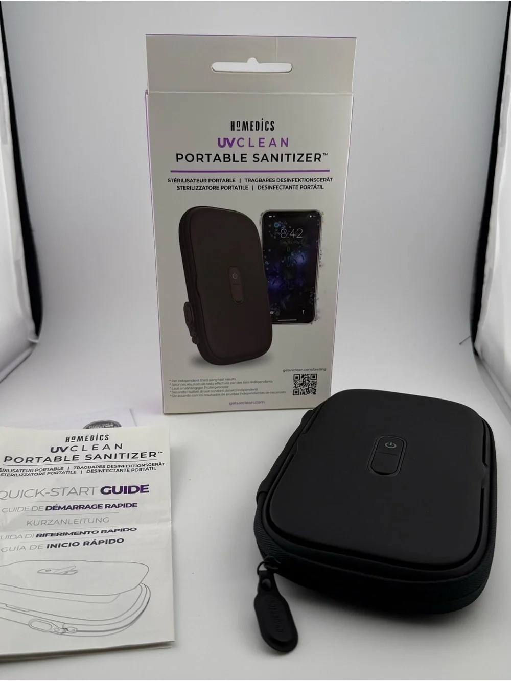 NEW HoMedics UV Clean Portable Phone Sanitizer Black germ sanitizer